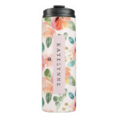 Floral Waterverf Travel Mug Drink Thermal Tumbler Thermosbeker (Voorkant)