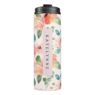 Floral Waterverf Travel Mug Drink Thermal Tumbler Thermosbeker