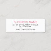 Floral waterverf trendy roze roze roze kaart mini visitekaartje (Achterkant)