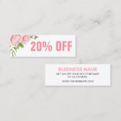 Floral waterverf trendy roze roze roze kaart mini visitekaartje (Voorkant / Achterkant)