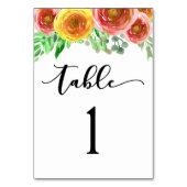 Floral Waterverf Trouwreceptie Tafelnummer (Voorkant)