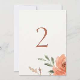 Floral Waterverf Trouwtafel nummer Feestdagenkaart