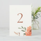 Floral Waterverf Trouwtafel nummer Feestdagenkaart (Staand voorkant)
