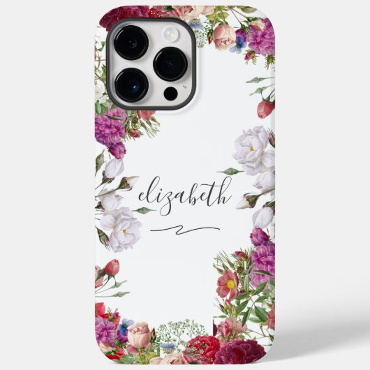 Floral Waterverf tuinbloemen monogram Case-Mate iPhone Case (Achterkant)