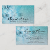 *~* Floral Waterverf Turquoise Glitter Celestial Visitekaartje (Voorkant / Achterkant)