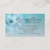 *~* Floral Waterverf Turquoise Glitter Celestial Visitekaartje (Achterkant)