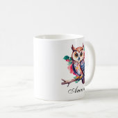 Floral Waterverf Uil en Rozen Koffiemok (Voorkant rechts)