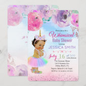 Floral Waterverf Unicorn Baby shower Kaart (Voorkant / Achterkant)