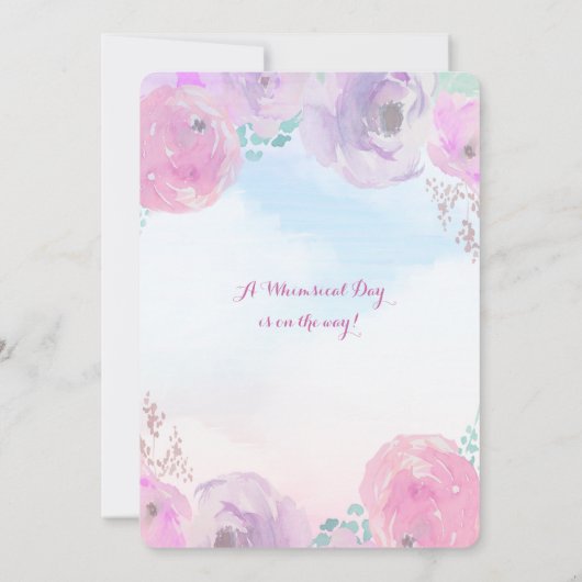 Floral Waterverf Unicorn Baby shower Kaart (Achterkant)