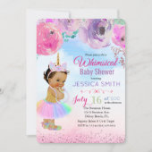 Floral Waterverf Unicorn Baby shower Kaart (Voorkant)