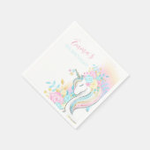 Floral Waterverf Unicorn Girl's Birthday Servet (Hoek)