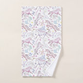 Floral Waterverf Unicorn Pattern Bad Handdoek (Handdoek)