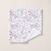 Floral Waterverf Unicorn Pattern Bad Handdoek (Wasdoekje)