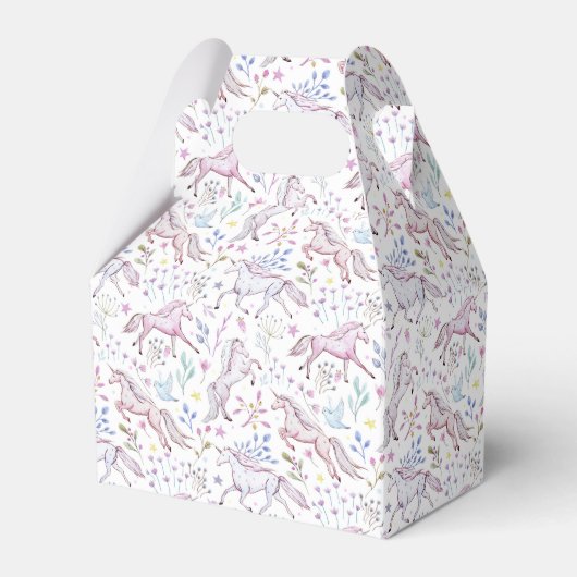Floral Waterverf Unicorn Pattern Bedankdoosjes (Voorkant Zijde)