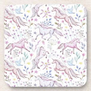 Floral Waterverf Unicorn Pattern Bier Onderzetter