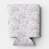 Floral Waterverf Unicorn Pattern Blikjeskoeler (Achterkant)