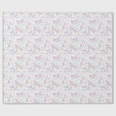 Floral Waterverf Unicorn Pattern Cadeaupapier (Vlak)