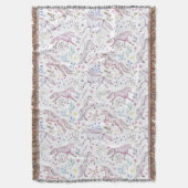 Floral Waterverf Unicorn Pattern Deken (Voorkant Verticaal)