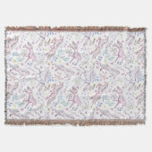 Floral Waterverf Unicorn Pattern Deken (Voorkant)