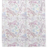 Floral Waterverf Unicorn Pattern Douchegordijn (Voorkant)