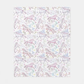 Floral Waterverf Unicorn Pattern Fleece Deken (Voorkant)