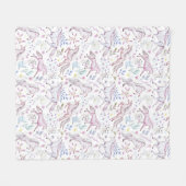 Floral Waterverf Unicorn Pattern Fleece Deken (Voorkant (Horizontaal))