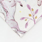 Floral Waterverf Unicorn Pattern Fleece Deken (Hoek)
