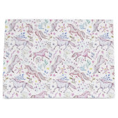 Floral Waterverf Unicorn Pattern Groot Cadeauzakje (Voorkant)