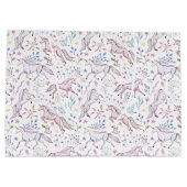 Floral Waterverf Unicorn Pattern Groot Cadeauzakje (Achterkant)