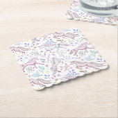 Floral Waterverf Unicorn Pattern Kartonnen Onderzetters (Gebogen)