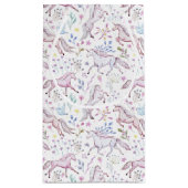 Floral Waterverf Unicorn Pattern Klein Cadeauzakje (Achterkant)