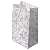 Floral Waterverf Unicorn Pattern Klein Cadeauzakje (Achterkant Gekanteld)