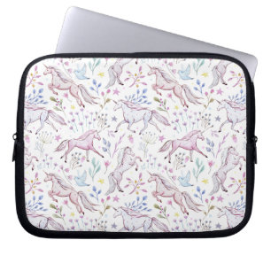 Floral Waterverf Unicorn Pattern Laptop Sleeve