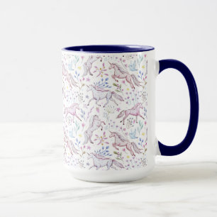 Floral Waterverf Unicorn Pattern Mok