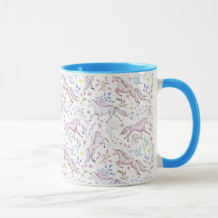 Floral Waterverf Unicorn Pattern Mok