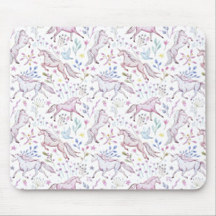 Floral Waterverf Unicorn Pattern Muismat