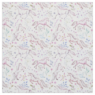 Floral Waterverf Unicorn Pattern Stof