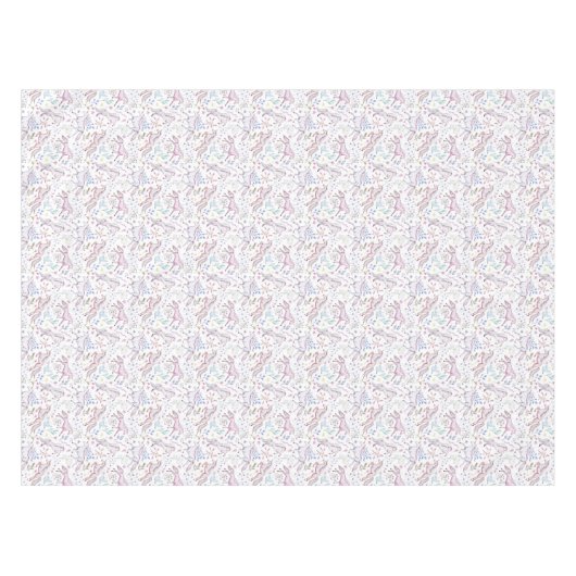 Floral Waterverf Unicorn Pattern Tafelkleed (Voorkant (Horizontaal))