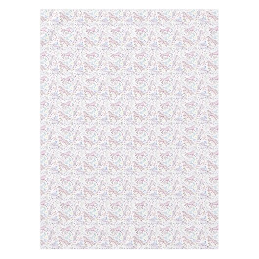Floral Waterverf Unicorn Pattern Tafelkleed (Voorkant)