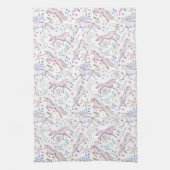 Floral Waterverf Unicorn Pattern Theedoek (Verticaal)