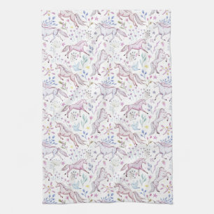 Floral Waterverf Unicorn Pattern Theedoek