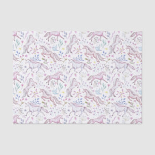 Floral Waterverf Unicorn Pattern Tissuepapier