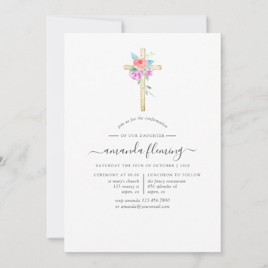 Floral Waterverf van pasta Kaart (Voorkant)