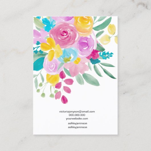 Floral waterverf veer sieraden oorbel display visitekaartje (Achterkant)