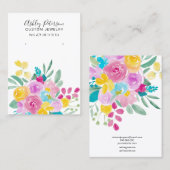 Floral waterverf veer sieraden oorbel display visitekaartje (Voorkant / Achterkant)