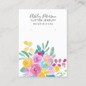 Floral waterverf veer sieraden oorbel display visitekaartje (Voorkant)