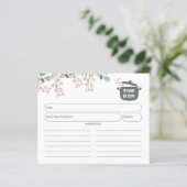 Floral Waterverf Vegan Recept Kaart (Staand voorkant)