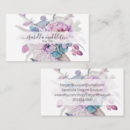 Floral-Waterverf Visitekaartje (Voorkant / Achterkant)