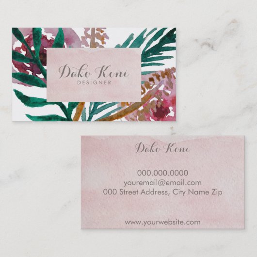 Floral-waterverf Visitekaartje (Voorkant / Achterkant)