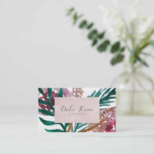 Floral-waterverf Visitekaartje (Staand voorkant)